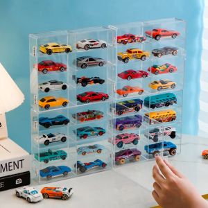 Bacs 1:32 / 1: 64 TOY Modèle de voiture en acrylique Blocs de rangement de rangement de stockage pour enfants Affichage de voiture pour enfants Armoire à poussière empilable