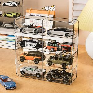 Bins 1/64 Acryl -weergave Case voor Hot Wheels Mini -auto Modelfk Finishing, Tomica, Toy Cars Clear Showcase Cabin Stock Box Cabinet