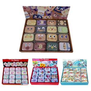 Colgères 12 pièces / lot Boîte à étain rectangulaire avec couvercle Pild de pilule portable Boîte à bonbons Case de bureau Diy Small Things Boîte de rangement Organisateur