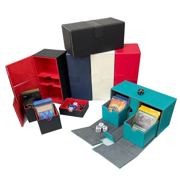 Caja de almacenamiento de mazo de cartas de contenedores para cartas de cartas para MTG YGO TCG Tarjeta de recolección Tarjeta de reunión Pasatiempos de juguete PULO PU CARJETA DE CARJETA DE CARDIA