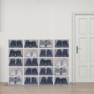 Bodes 20pcs Boîte à chaussures Ensemble de rangement en plastique pliable Plastique Clean Home Organizer Rack Stack