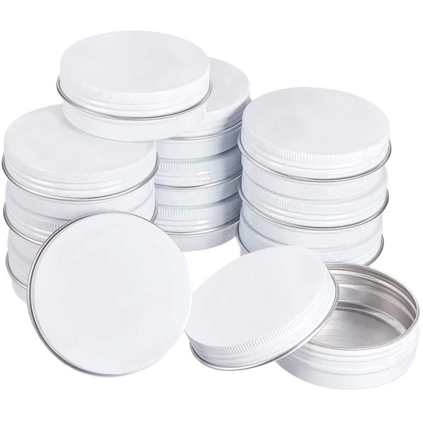 Bacs 50 pièces 100g bocaux en aluminium blanc vide boîte ronde en aluminium boîte de conserve en métal couvercle à filetage bougie thé boîte à bonbons