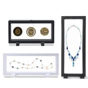 Bakken 6 stuks 3D drijvende opbergdoos display frame standaard voor verzamelobjecten uitdaging munt badge medaille sieraden ketting houder showcase