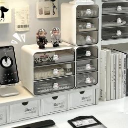 Bodes Boîte de rangement de bureau acrylique DrawerType Kawaii Bunny Transparent Cosmetics Desk Stationnery Storage Conserve Organizer Box Organizer