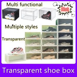 Contenedores Caja de zapato de almacenamiento acrílico zapatos deportivos antioxidantes gabinete de zapatos zapatos transparente caja de almacenamiento de la pared de la pared de la pared