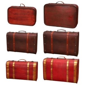 Bodes Boîte de rangement de style antique avec poignée photographie accessoires à bagages décor de décoration de décoration