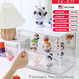 Bins Blind Box Showcase Acryl Box Transparante opbergdoos Organisator voor Fingures Dolls 3 Tier Riser Stand Case