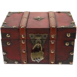 Bacs boîtes trésors en bois rangement pirate vintage bijoux bijoux de rangement pour enfants