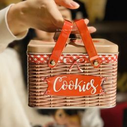 Bakken dragen Handgreep Grote Tin Can Cookie Box Hoogte Hoogdier Candy Gift Jar Kinder snack Candy Packaging Box Home Food Storage Box