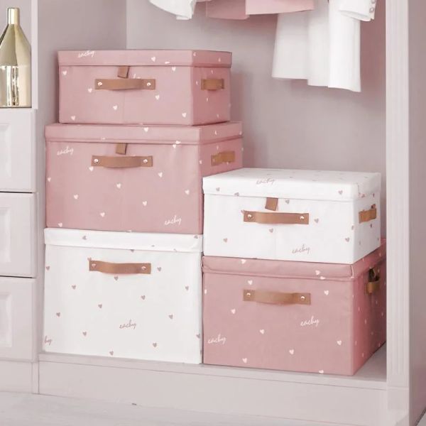 Bacs Vêtements Couette Boîte De Rangement Avec Couvercles Grande Capacité Tissu Pliant Tissu Organisateur Placard Organisateur Livre Jouets Couverture Boîte De Rangement