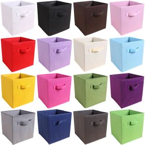 Boques pliants Boîtes de rangement en tissu non tissées poubelle pour enfants pour enfants Toys Stramis Organisateur Bornes de rangement avec panier de rangement manche