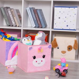 Bacs haojianxuan cube pliable coffre de rangement non tissé dessin animal enfants toys coffre et placard organisateur