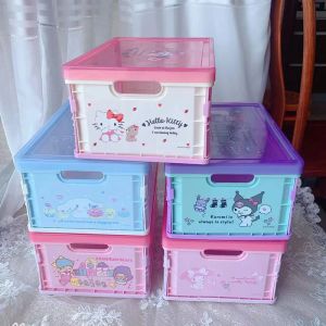 Bodes Kawaii Boîte de rangement en plastique pliable jouet pliant pliant panier de rangement de rangement utilitaire Contaillement cosmétique Boîtes à outils durs de bureau