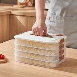 Bodes de grande capacité Boîte de boulettes multi-couches Grade alimentaire Freinage rapide Fresh Keeping Frozen Box Dumplings Storage Base avec couvercle