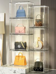 Bins Luxe handtas Organizer voor garderobe kast transparante tas opbergdoos stofdichte handtas showcase houder vrouw geschenken