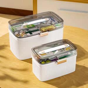 Bacs médicament coffre premier aid kit rangement de rangement de médecine portable boîte de rangement de médecine