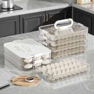 Bins Organizer Dumpling opbergdoos koelkast verse doos ei karton meerlagige transparante organizer huis quickfreeze afwerking