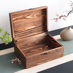 Bins Pine Solid Wood Box, Backaging Gift Box, Flip Square Storage Case, Flower Lytre Present Container