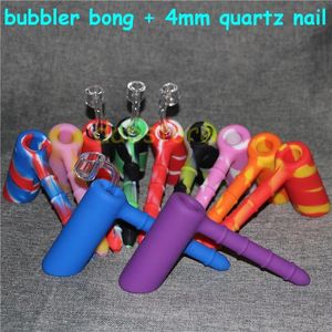 Bacs Silicone Wax Kit Set avec feuilles carrées tampons tapis baril tambour Silicone Hammer Bubbler bong barboteur pipe à eau tabac pipe bongs