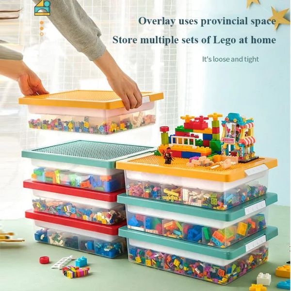 Boîtes de rangement empilables Boîte de construction LEGO Transparent en plastique fendu boîte en plastique pour enfants Conteneur de jouet de grande capacité Organisateur de bijoux