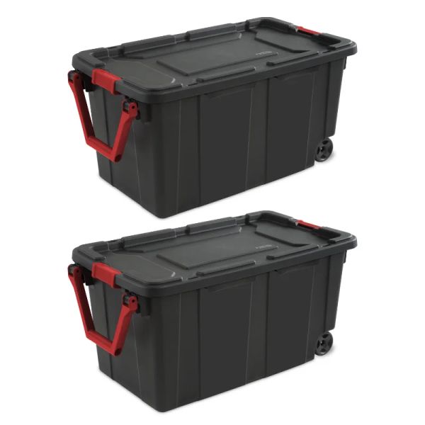 Bacs stérilite 2pcs 40 gallons industriel tote rangement en plastique bacs à roues rouleaux de rangement