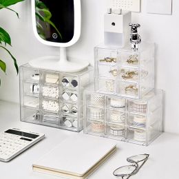 Bins de escritorio transparente Multi Jewelry Box Cajón Tipo de lápiz labial Caja de almacenamiento a prueba de polvo