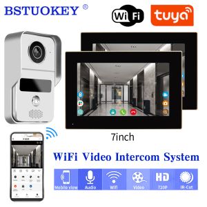 Bins Tuya Smart Wifi Video Deurbel Thuis Intercom Telefoon 1080p Rfid Draadloze Deurkijker Camera Intercom 7 Inch Scherm Bewegingsopname