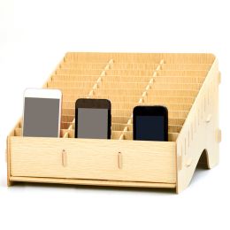 Bins houten mobiele telefoonbeheer opslagbox creatief desktop office meeting afwerkingsrooster multi mobiele telefoon rack shop display