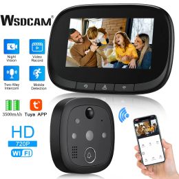 Bacs WSDCAM Tuya Smart Wifi Door Gell With 720p Camera Video Puphole pour la porte 4.3 "LCD Écran Pir Movement Detection Eye VideoEye