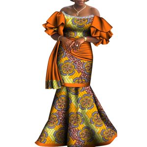 Bintarealwax off-shoulder feestjurk dashiki elegante Afrika-stijl kleding voor vrouwen strapless vloer- lengte jurken wy8794