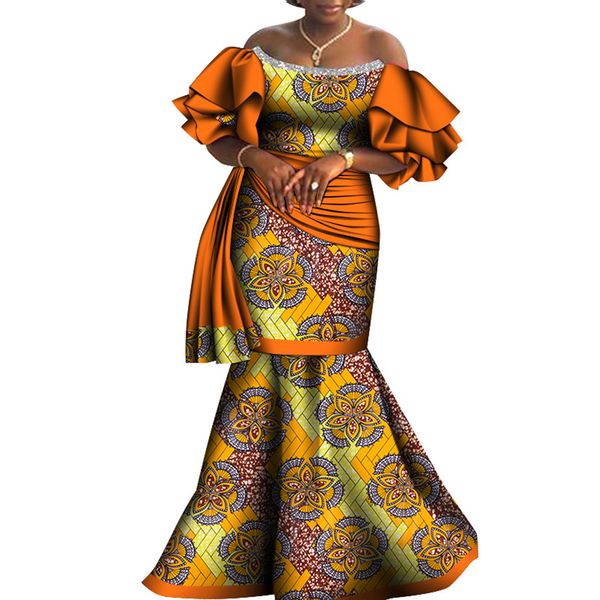 BintaRealWax, vestido de fiesta con hombros descubiertos, Dashiki, ropa elegante de estilo africano para mujer, vestidos sin tirantes hasta el suelo WY8794