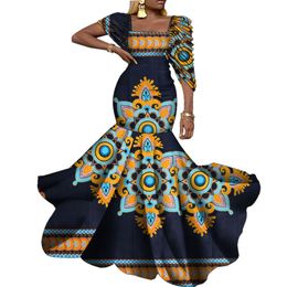 Bintarealwax feestjurken Afrikaanse jurken voor vrouwen bruiloft elegante dame wax print plus maat lange kledingvestido kg920