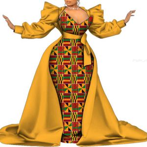 Bintarealwax plus size kleding voor vrouwen dashiki sexy Afrikaanse printrok set vestidos vloerlengte ankara kleding wy9115