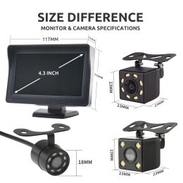 Binwei 4,3 inch autononitor met achteruitkijkcamera voor voertuigparkeercamera met LCD HD -scherm USB Easy Installatie