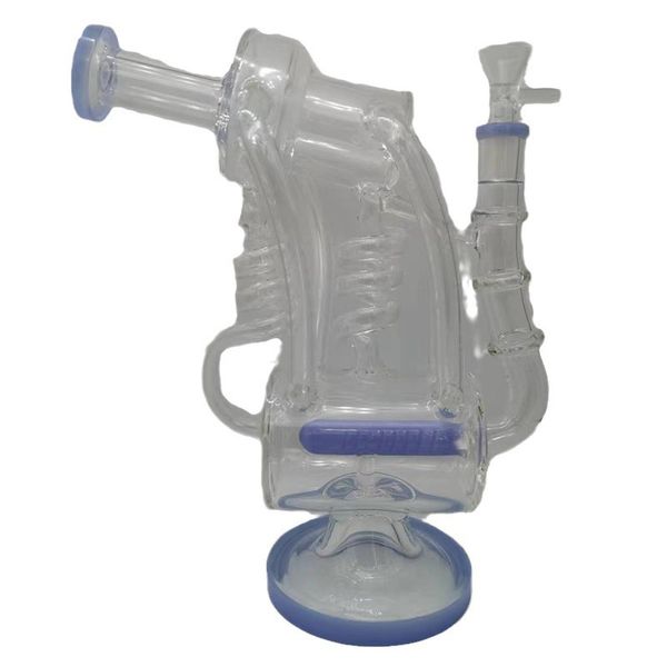 Bong Tuberías de agua Reciclador doble Honeycomey a turbina Prec Cachimbas de vidrio Espiral Colector de hielo Plataformas petroleras Burbujeador alto Vaso de precipitados Bongs ZZ