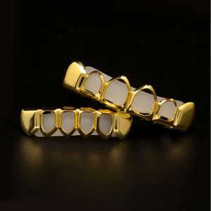 Bio koper uur holle vergulde hiphop sieraden tanden tanden grillz caps top bodem gouden grills set tand socket party rekwisieten