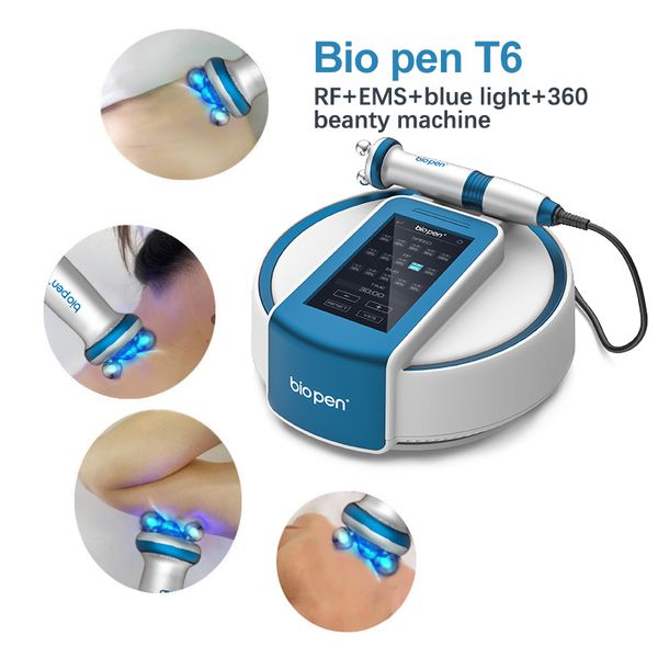 Mini Masaje Eléctrico Radio Frecuencia Rf Equipo Ems Micro Corriente Máquina Led Luz Azul Microcorriente Bio Pen T6 Para Lifting Facial Cuidado De La Piel Dispositivo De Belleza