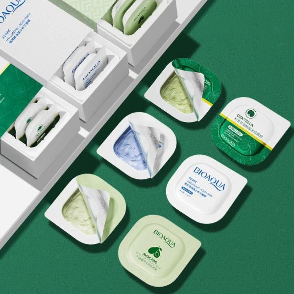 Bioaqua 8pcs/set pudína mascarilla de mascarilla de aguacate ácido hialurónico hidratando máscaras de limpieza profunda crema de barro belleza cuidado de la piel