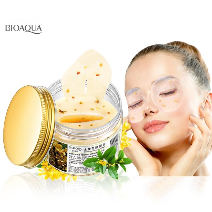 Bioaqua Gold Osmanthus قناع العين الكولاجين جل مصل الحليب بروتين النوم بقع إزالة الدائرة الظلام mousturizing العين قناع