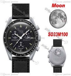 Bioceramic Moon Swiss Quqrtz Chronograph Mens Watch SO33M100 Mission à la lune 42 Real Grey Ceramic Black Nylon Box avec boîte Super Edition Puretime H86378656