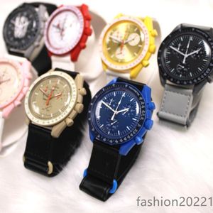 Biokeramische moonswatch heren designer horloge Quarz air king missie naar de maan nylon luxe keramiek Planeet beweging montre Limited Edition Master horloge man