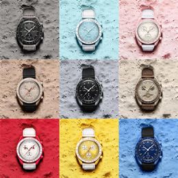 Biokeramische Moonswatch Quarz chronograaf herenhorloge Mission To Mercury Nylon luxe horloge James Montre de luxe Limited Edition mast310L