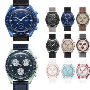 Bioceramic Planet MERCURY Montres pour hommes Fonction complète Montre chronographe à quartz Mission To MOON 42 mm Montre de luxe en nylon Limited Editi322B