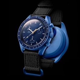 Bioceramic Planet Moon Watchs's Watchs Full Function Quarz Chronograph Designer Watch Mission to Mercury Leather 42mm Luxury Watch Limited Edition Wrist Wrist