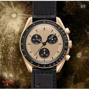 Bioceramic Planet Moon Mens horloges van hoge kwaliteit volledige functie chronograaf ontwerper kijkt Mission to Mercury 42mm nylon horloges kwarts klokrelogio masculino o