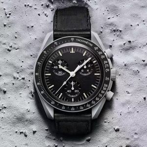 Bioceramic Planet Moon Mens horloges van hoge kwaliteit volledige functie chronograaf ontwerper kijkt Mission to Mercury 42mm nylon horloges kwarts klokrelogio masculino