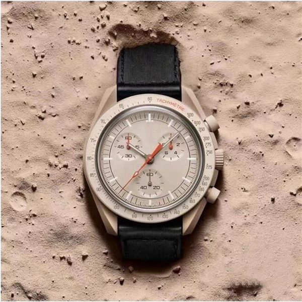 Bioceramic Planet Moon Quarz Moonswatch Watch Mission To Mercury 42 mm Función completa Cronógrafo Lujo Hombres pareja nombre conjunto Wris260C