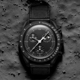 Planeta biocerámico Luna MISIÓN MISIÓN A MERCURO 42 mm CRONOGRO CRONOGRO CRONOGRO LUXURY Mens pareja Nombre de la muñeca Wallwatches Moonshine Gold luneswatch Black