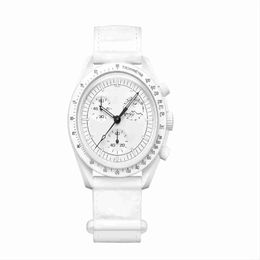 Bioceramic Planetary Moon Watch Full Fonction Chronograph Movement Watch de haute qualité Watch imperméable STRAP LUMINE