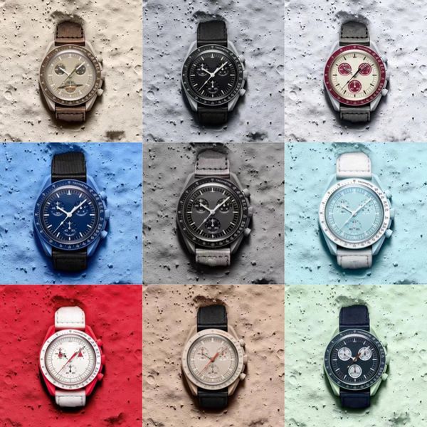 Planeta biocerámico Withe Moon Watches CRONOGRO CRONOGRAGRO MISIÓN MISIÓN MISIÓN A MERCURY 42MM Nylon Luxury Watch Limited Edition Master Wristwatchs